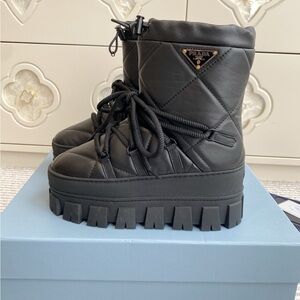 Prada Women's Black Quilted Winter Boots